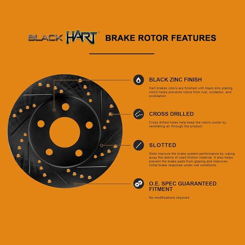 Hart Brakes Front and Rear Brakes and Rotors| Front and Rear Semi Metallic Brake Pads and Rotors Kit| Fits 2020-2021 Toyota Highlander in Kuwait