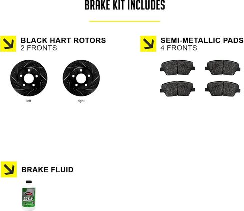 Hart Brakes Front and Rear Brakes and Rotors| Front and Rear Semi Metallic Brake Pads and Rotors Kit| Fits 2020-2021 Toyota Highlander in Kuwait