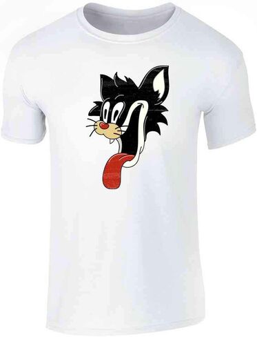 Pop Threads Cartoon Comic Cat Face Funny Retro Horror Graphic Tee T-Shirt for Men in Kuwait
