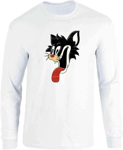Pop Threads Cartoon Comic Cat Face Funny Retro Horror Graphic Tee T-Shirt for Men in Saudi Arabia