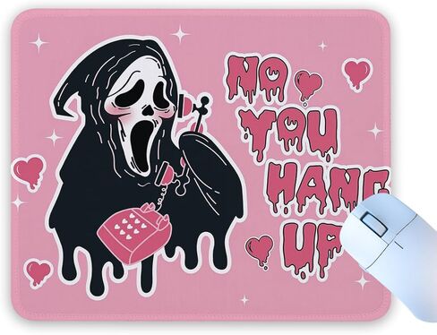 Funny Pink Ghost Non-Slip Mouse Pad for Desk No You Hang Up Cute Mouse Pad Desk Accessories for Work Gaming Funny Office Decor Gifts for Boyfriend Girlfriend Friends 8.3×10.2 Inch in Kuwait
