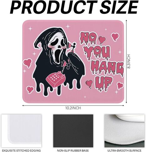 Funny Pink Ghost Non-Slip Mouse Pad for Desk No You Hang Up Cute Mouse Pad Desk Accessories for Work Gaming Funny Office Decor Gifts for Boyfriend Girlfriend Friends 8.3×10.2 Inch in Kuwait