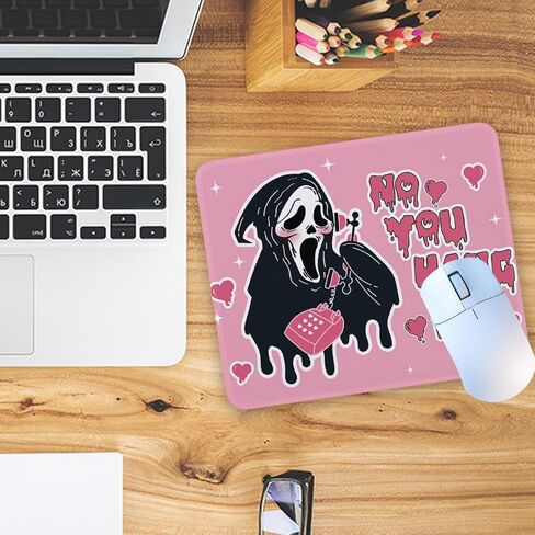 Funny Pink Ghost Non-Slip Mouse Pad for Desk No You Hang Up Cute Mouse Pad Desk Accessories for Work Gaming Funny Office Decor Gifts for Boyfriend Girlfriend Friends 8.3×10.2 Inch in Kuwait