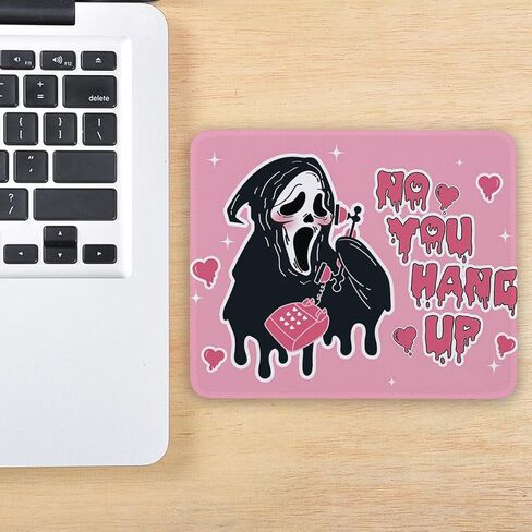 Funny Pink Ghost Non-Slip Mouse Pad for Desk No You Hang Up Cute Mouse Pad Desk Accessories for Work Gaming Funny Office Decor Gifts for Boyfriend Girlfriend Friends 8.3×10.2 Inch in Kuwait