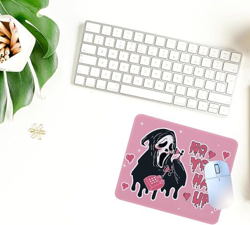 Funny Pink Ghost Non-Slip Mouse Pad for Desk No You Hang Up Cute Mouse Pad Desk Accessories for Work Gaming Funny Office Decor Gifts for Boyfriend Girlfriend Friends 8.3×10.2 Inch in Kuwait