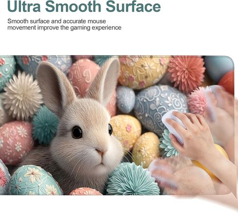 Easter Bunny Gaming Mouse Pad 31.5"x11.8" Large Extended Pad Desk Mat Anti-Slip Rubber Base & Durable Stitched Edges for Gamers Smooth Mouse Pad Writing Surface for Desk Office/Home in Saudi Arabia