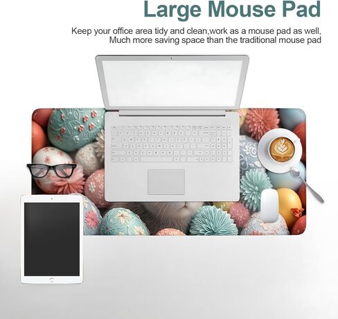 Easter Bunny Gaming Mouse Pad 31.5"x11.8" Large Extended Pad Desk Mat Anti-Slip Rubber Base & Durable Stitched Edges for Gamers Smooth Mouse Pad Writing Surface for Desk Office/Home in Saudi Arabia