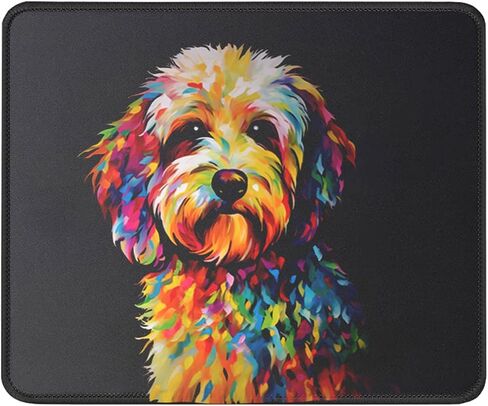 Colorful Goldendoodle Pop Art Mouse Pad, Vibrant Labradoodle Pop Art Mousepad with Non-Slip Rubber Base, Gift for Doodle Dog Lovers in Kuwait