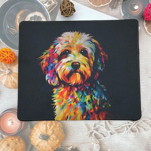 Colorful Goldendoodle Pop Art Mouse Pad, Vibrant Labradoodle Pop Art Mousepad with Non-Slip Rubber Base, Gift for Doodle Dog Lovers in Kuwait
