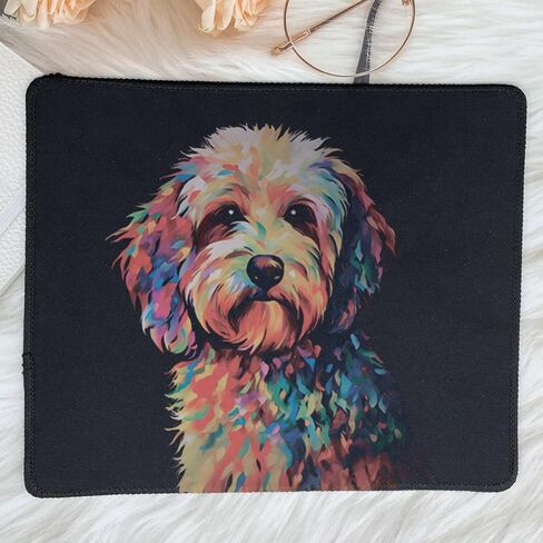 Colorful Goldendoodle Pop Art Mouse Pad, Vibrant Labradoodle Pop Art Mousepad with Non-Slip Rubber Base, Gift for Doodle Dog Lovers in Kuwait