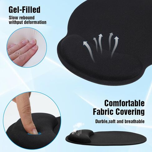8PCS mouse pad with wrist support ergonomic mouse pad with wrist rest gel waterproof surface mouses pads wrists rest for desk Portable Comfortable Mousepad for Computer,Laptop,Non-Slip Base in Kuwait