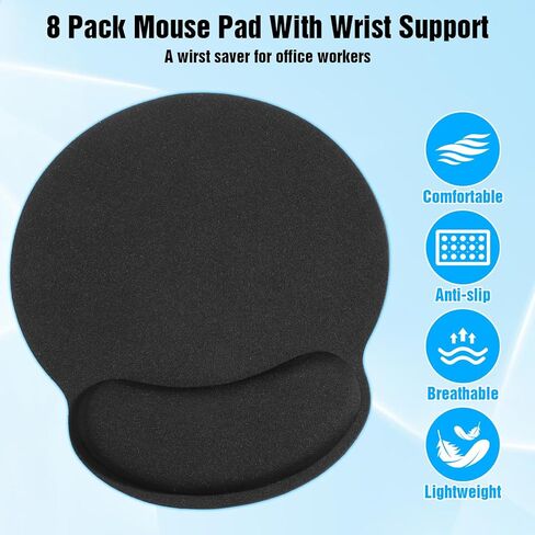 8PCS mouse pad with wrist support ergonomic mouse pad with wrist rest gel waterproof surface mouses pads wrists rest for desk Portable Comfortable Mousepad for Computer,Laptop,Non-Slip Base in Kuwait