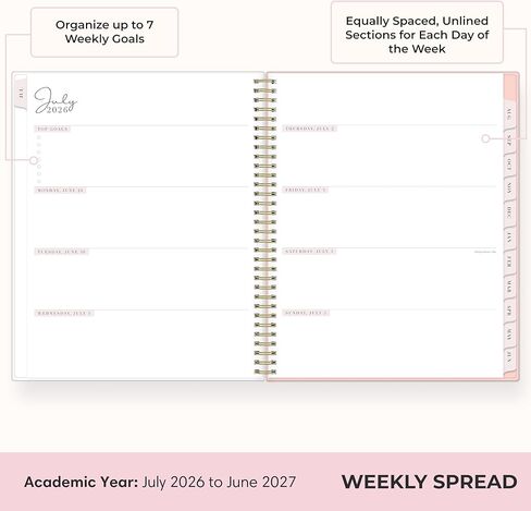 Blue Sky Rachel Parcell 2026-2027 Weekly and Monthly Academic Year Planner Calendar, July 2026 - June 2027, 8.5" x 11", Flexible Cover, Wirebound, Laminated Tabs, Storage Pocket, Includes Stickers, Cherie in Saudi Arabia
