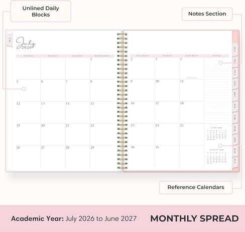 Blue Sky Rachel Parcell 2026-2027 Weekly and Monthly Academic Year Planner Calendar, July 2026 - June 2027, 8.5" x 11", Flexible Cover, Wirebound, Laminated Tabs, Storage Pocket, Includes Stickers, Cherie in Saudi Arabia