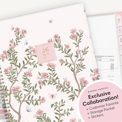 Blue Sky Rachel Parcell 2026-2027 Weekly and Monthly Academic Year Planner Calendar, July 2026 - June 2027, 8.5" x 11", Flexible Cover, Wirebound, Laminated Tabs, Storage Pocket, Includes Stickers, Cherie in Saudi Arabia