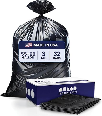Plasticplace Contractor Trash Bags 55-60 Gallon, Heavy Duty Garbage Bags, 3.0 Mil Clear Trash Bags, Tear-Resistant Large Trash Can Liners for Construction, Recycling & Home Improvement (50 Count) in Kuwait