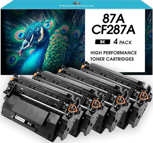 MasaiMara 87A CF287A Black Toner Cartridge for HP LaserJet Enterprise MFP Pro M506 M506n M506dn M506x M506dh M505 M505x M527 M527c M527f M527dn M527z M501 M501n M501dn Printers | Black, 4-Pack in Saudi Arabia