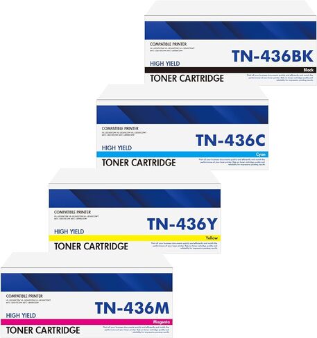 TN436 TN-436 Toner Cartridge Compatible for Brother TN 436 TN436BK/C/M/Y TN-433 TN433 High Yield Toner for HL-L8360CDW HL-L8360CDWT HL-L9310CDW MFC-L8900CDW MFC-L9570CDW Printer (4-Pack) in Kuwait