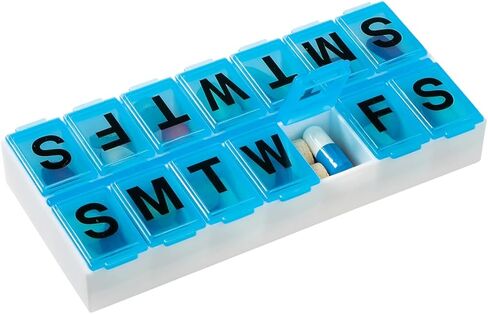 EZY DOSE Weekly (7-Day) Pill Organizer, Vitamin Case, and Medicine Box, Contoured Bottom for Easy Pill Removal, Color May Vary, Medium in Kuwait