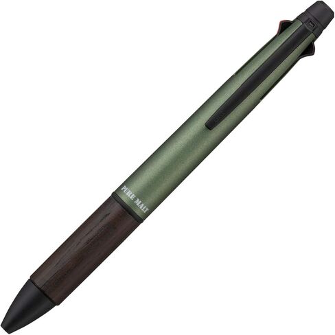 Uni Pure Malt Jetstream Inside 4&1 Multifunction Pen with Oak Wood Grip, 0.5 mm Oil-Based Inks (Black/Red/Blue/Green) & 0.5 mm Pencil, Forest Green, MSXE520050588 in Saudi Arabia