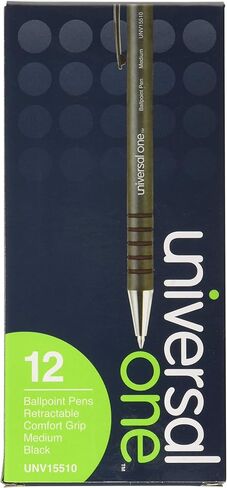 Universal UNV15510 1 mm Black Barrel Retractable Ballpoint Pens - Medium, Black (1 Dozen) in Saudi Arabia