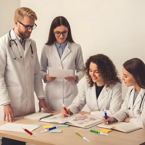 128 قطعة من أقلام الجل المحقنة السائبة للممرضات 4 ألوان مجموعة أقلام ذات نقطة كروية مع حبر أسود قابل للسحب لهدايا الحفلات ذات الطابع الطبي، واللوازم المكتبية المدرسية، وجوائز الطلاب وهدايا تقدير الممرضات in Kuwait