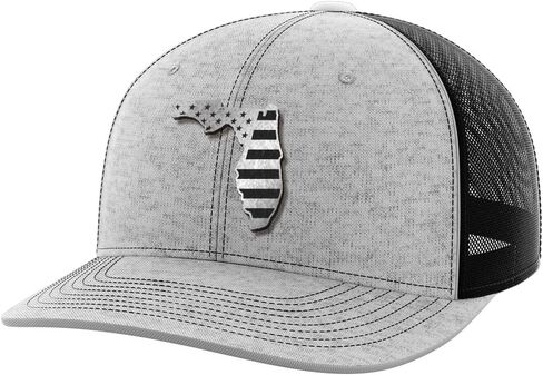 Greater Half Florida Blk Leather Patch Trucker Hat – USA Made Adjustable Snapback Mesh Cap – United– 6-Panel Mid Profile in Saudi Arabia