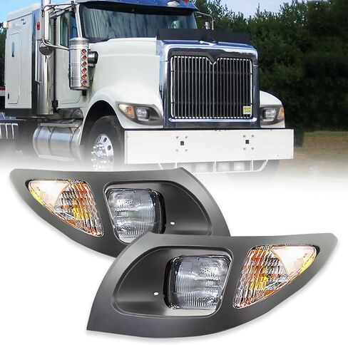 Headlights Assembly Fit for 2008-2018 International CXT Truck Headlamp Halogen Pair Left Driver & Right Passenger Side（Black） in Kuwait