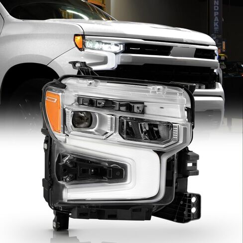 KEEKPO - For 2022-2024 Chevy Silverado 1500 LT|RST Chrome Bezel w/Amber Tracer Animation LED Headlights Headlamps Pair in Saudi Arabia