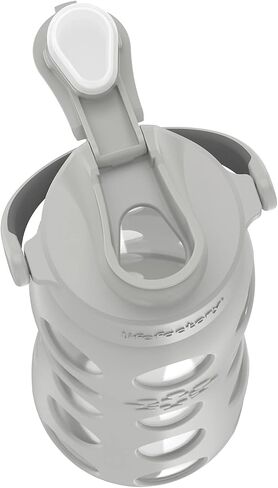 Lifefactory 22-Ounce Active Flip Cap Glass Water Bottle, 22oz, Cool Grey in Kuwait
