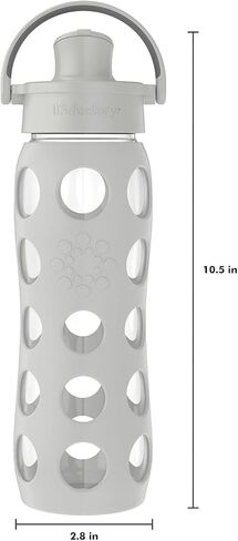 Lifefactory 22-Ounce Active Flip Cap Glass Water Bottle, 22oz, Cool Grey in Kuwait
