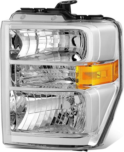 مجموعة المصابيح الأمامية من Auto Dynasty متوافقة مع 2008-2021 Ford E150 E250 E350 E450 F650 F750 Super Duty، استبدال المصابيح الأمامية الهالوجين على الجانب الأيمن للركاب، FO2503249، زاوية كهرماني مبيت من الكروم in Kuwait