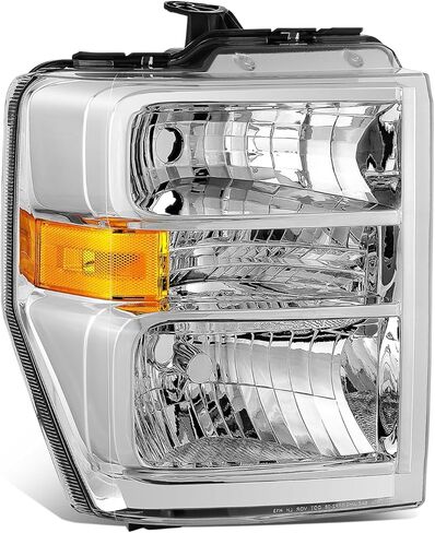 مجموعة المصابيح الأمامية من Auto Dynasty متوافقة مع 2008-2021 Ford E150 E250 E350 E450 F650 F750 Super Duty، استبدال المصابيح الأمامية الهالوجين على الجانب الأيمن للركاب، FO2503249، زاوية كهرماني مبيت من الكروم in Kuwait