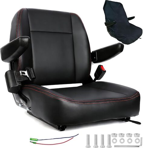 Universal Forklift Seat with Cover,High - Resilience Foam Cushioning with Seat Belt, Adjustable Armrests & Micro Switch - Fit for Forklift,Tractor,Mower in Kuwait