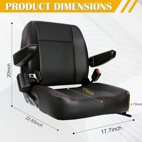 Universal Forklift Seat with Cover,High - Resilience Foam Cushioning with Seat Belt, Adjustable Armrests & Micro Switch - Fit for Forklift,Tractor,Mower in Kuwait