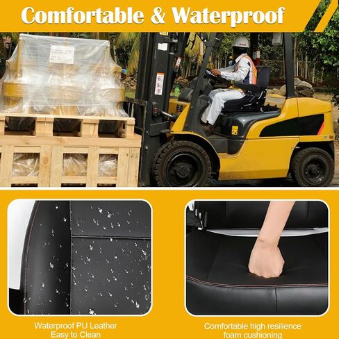 Universal Forklift Seat with Cover,High - Resilience Foam Cushioning with Seat Belt, Adjustable Armrests & Micro Switch - Fit for Forklift,Tractor,Mower in Kuwait
