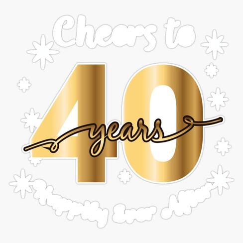MAGNET 40th Wedding Anniversary Gift For Couples - 40 Years Married Magnet Vinyl Magnetic Sticker Size 5" in Saudi Arabia