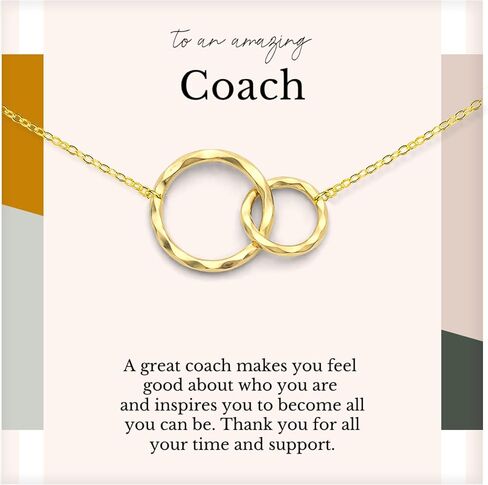 HOPE LOVE SHINE Coach Appreciation Gift for Women - Trainer, Mentor Necklace, Jewelry 16+2", 14k Gold Plated Sterling Silver, 2 Interlocking Rings in Kuwait