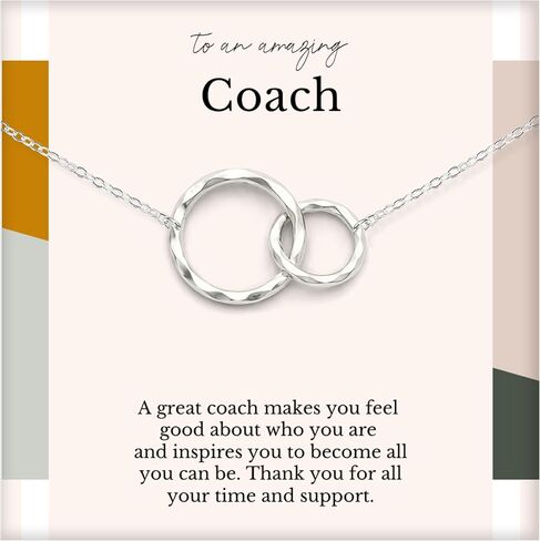 HOPE LOVE SHINE Coach Appreciation Gift for Women - Trainer, Mentor Necklace, Jewelry 16+2", 14k Gold Plated Sterling Silver, 2 Interlocking Rings in Kuwait