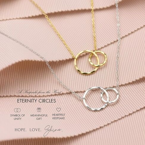 HOPE LOVE SHINE Coach Appreciation Gift for Women - Trainer, Mentor Necklace, Jewelry 16+2", 14k Gold Plated Sterling Silver, 2 Interlocking Rings in Kuwait