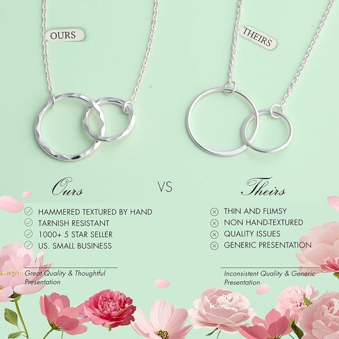 HOPE LOVE SHINE Coach Appreciation Gift for Women - Trainer, Mentor Necklace, Jewelry 16+2", 14k Gold Plated Sterling Silver, 2 Interlocking Rings in Kuwait
