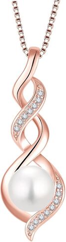 Pearl Necklace for Women 925 Sterling Silver Pearl Pendant Necklace Dainty Single Real Pearl Necklace Birthday Anniversary Jewelry Gifts for Wife Her in Saudi Arabia