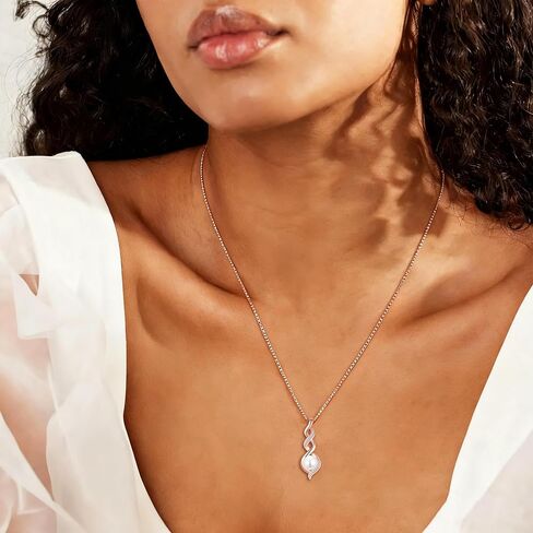 Pearl Necklace for Women 925 Sterling Silver Pearl Pendant Necklace Dainty Single Real Pearl Necklace Birthday Anniversary Jewelry Gifts for Wife Her in Saudi Arabia