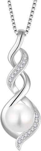 Pearl Necklace for Women 925 Sterling Silver Pearl Pendant Necklace Dainty Single Real Pearl Necklace Birthday Anniversary Jewelry Gifts for Wife Her in Saudi Arabia