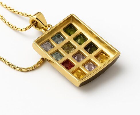 Ephod Breastplate Necklace - 12 Tribes of Israel Hoshen Amulet with Cubic Zirconia Stones, Gold Plated Priest Breastplate Pendant, Holy Land Judaica Jewelry for Men & Women, 20in Chain in Kuwait