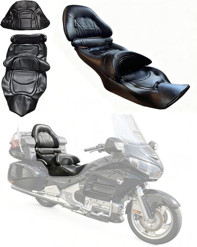 غطاء مقعد ملتف بالكامل لسيارة Honda GL 1800 GL1800 Gold Wing 2001-2017 / جلد ممتاز / مقاوم للماء / مقاوم للبقع (أسود) in Kuwait