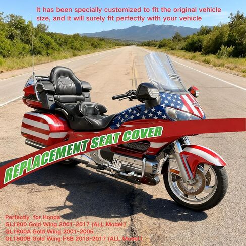 غطاء مقعد ملتف بالكامل لسيارة Honda GL 1800 GL1800 Gold Wing 2001-2017 / جلد ممتاز / مقاوم للماء / مقاوم للبقع (أسود) in Kuwait