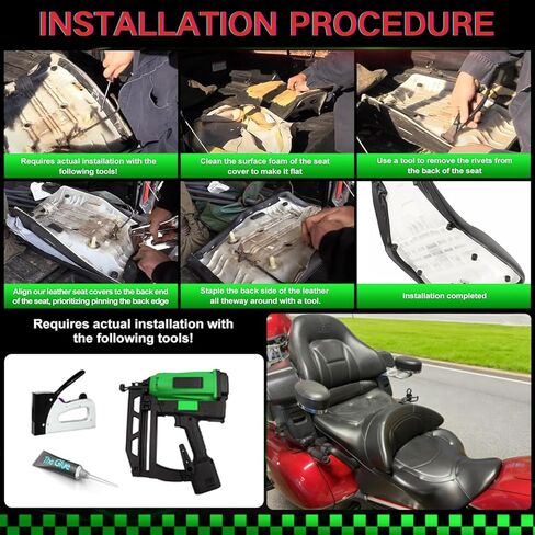 غطاء مقعد ملتف بالكامل لسيارة Honda GL 1800 GL1800 Gold Wing 2001-2017 / جلد ممتاز / مقاوم للماء / مقاوم للبقع (أسود) in Kuwait