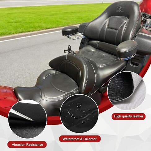 غطاء مقعد ملتف بالكامل لسيارة Honda GL 1800 GL1800 Gold Wing 2001-2017 / جلد ممتاز / مقاوم للماء / مقاوم للبقع (أسود) in Kuwait