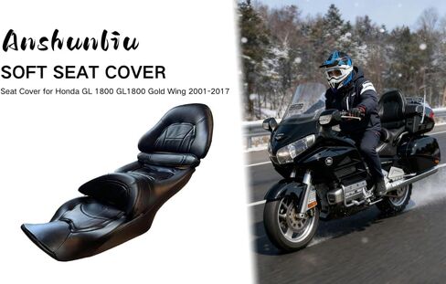 غطاء مقعد ملتف بالكامل لسيارة Honda GL 1800 GL1800 Gold Wing 2001-2017 / جلد ممتاز / مقاوم للماء / مقاوم للبقع (أسود) in Kuwait